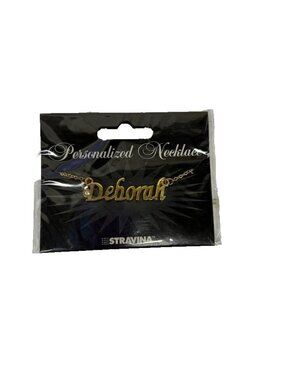 DEBORAH Name Goldtone Rhinestone 14.5" w 4.5" Multi Ring Ext Necklace